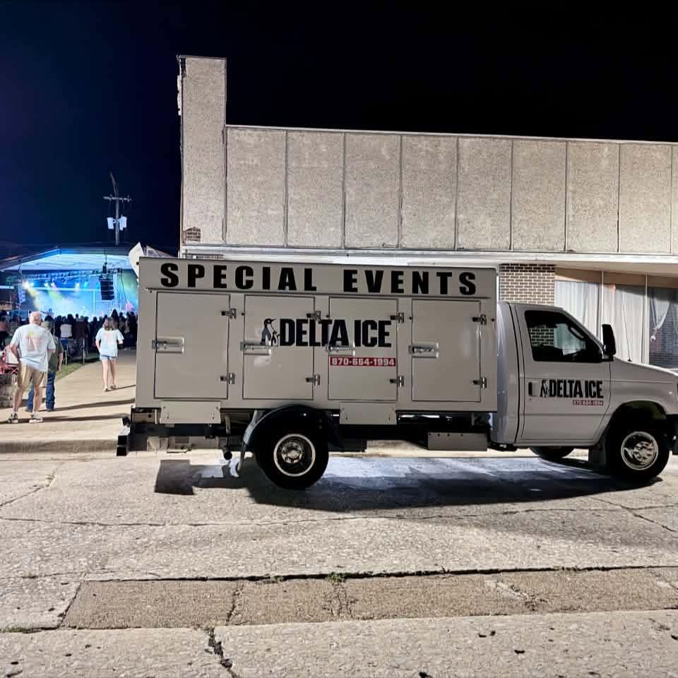 Delta Ice truck at downtown Newport Arkansas concert stage